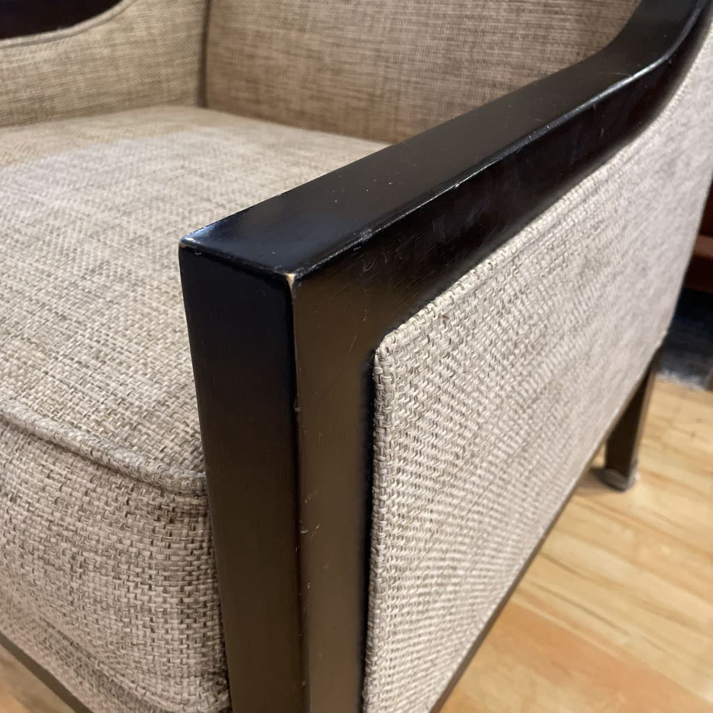 Bernhardt Blackwood Sloped Arm Woven Beige Upholstery Accent Chair