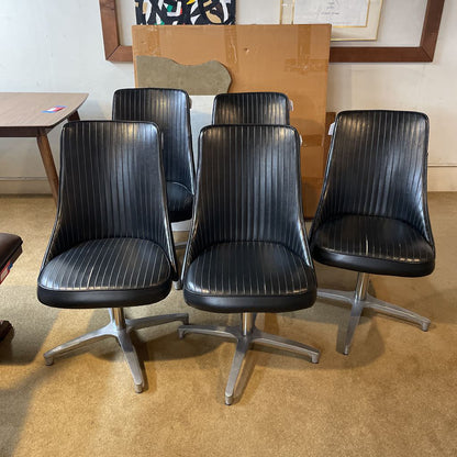 Chromcraft MCM Black Swivel Dining Chairs SET of 5 C DINING CHAIRS