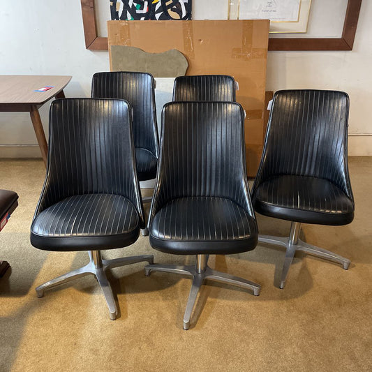 Chromcraft MCM Black Swivel Dining Chairs SET of 5 C DINING CHAIRS