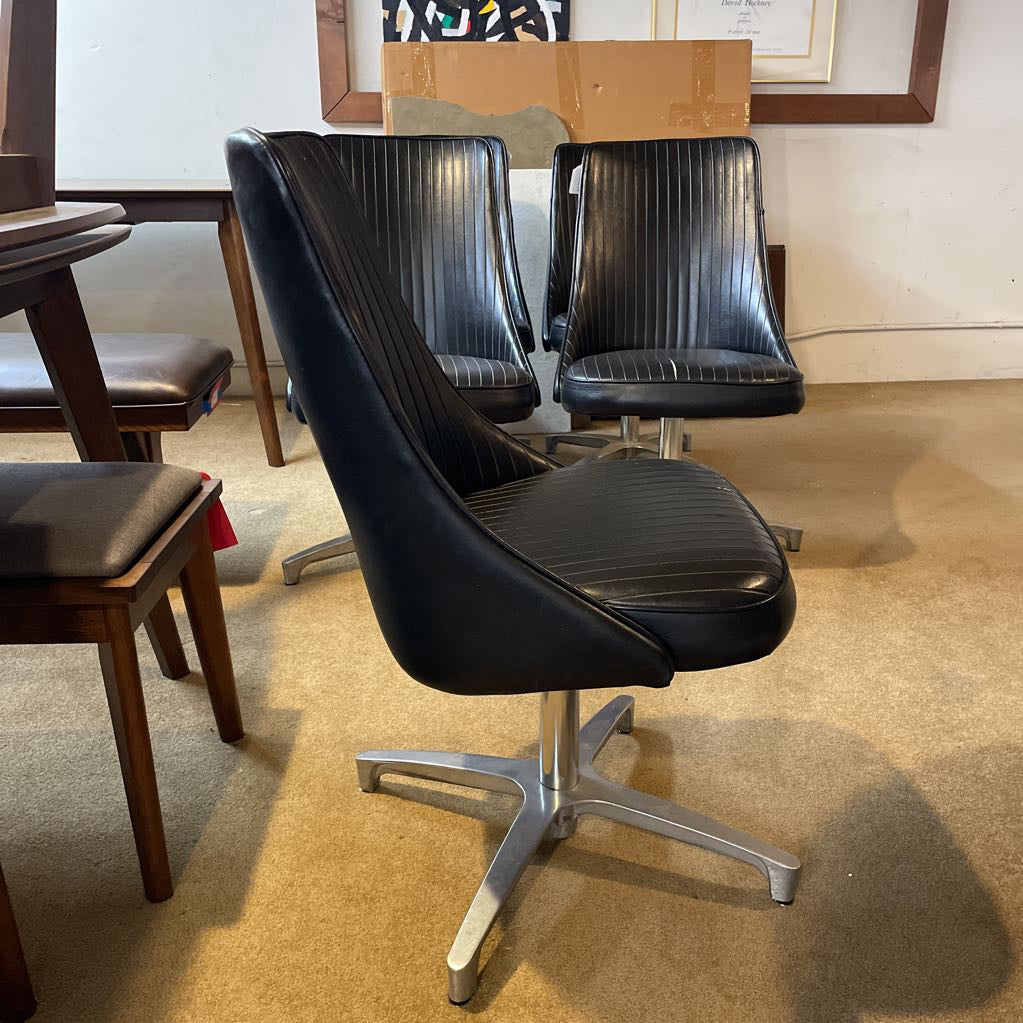 Chromcraft MCM Black Swivel Dining Chairs SET of 5 C DINING CHAIRS