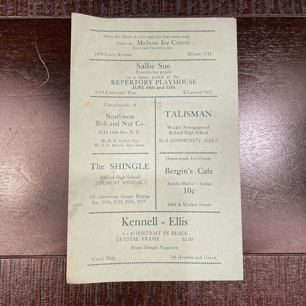 Vintage Ballard High Play Program