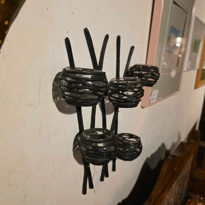 Wrought Iron Wall Display with 5 Candle Cups