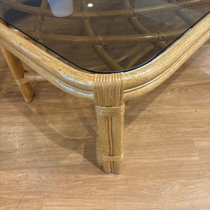 Rattan Coffee Table w/Glass Top