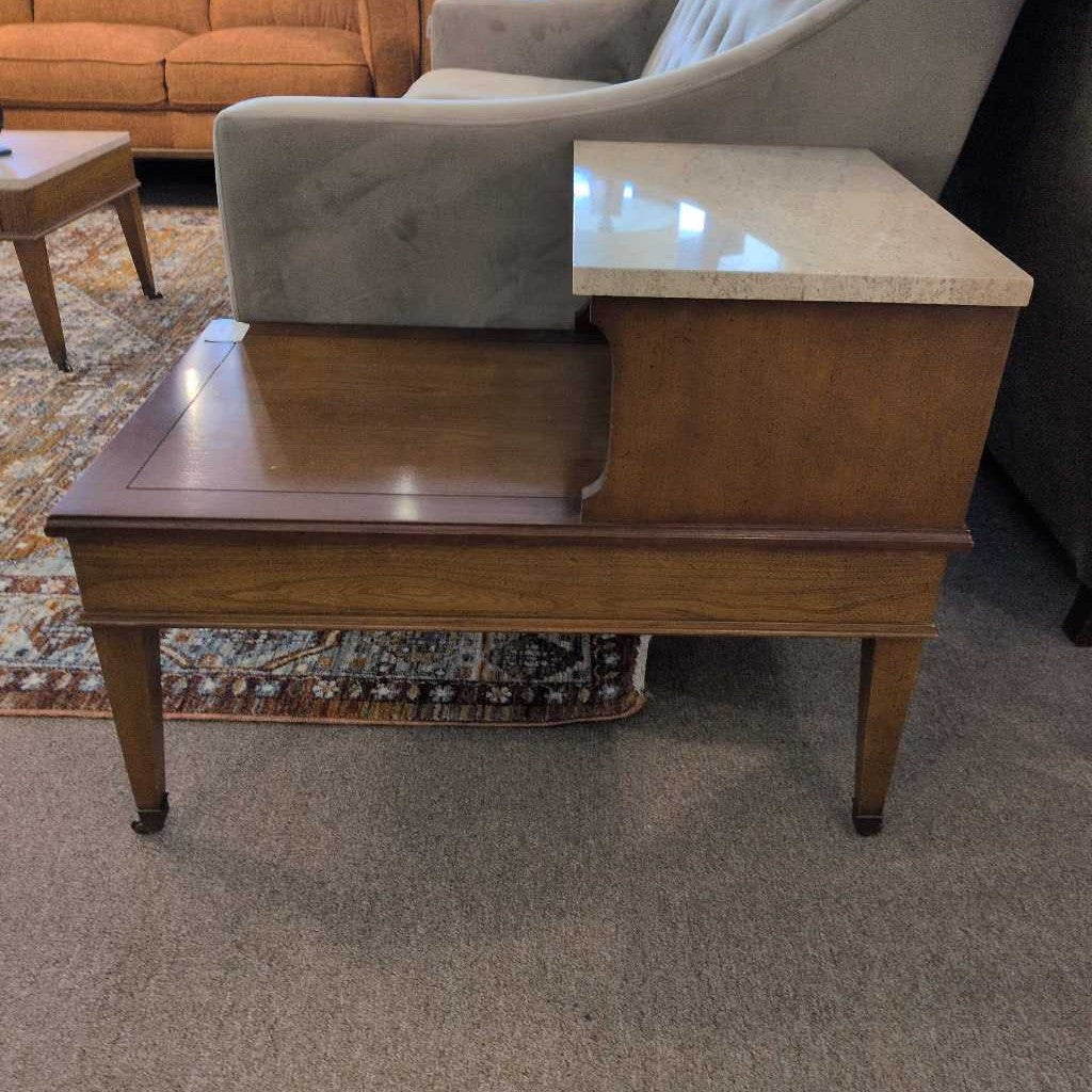 MCM Step Up End Table w/Marble Top