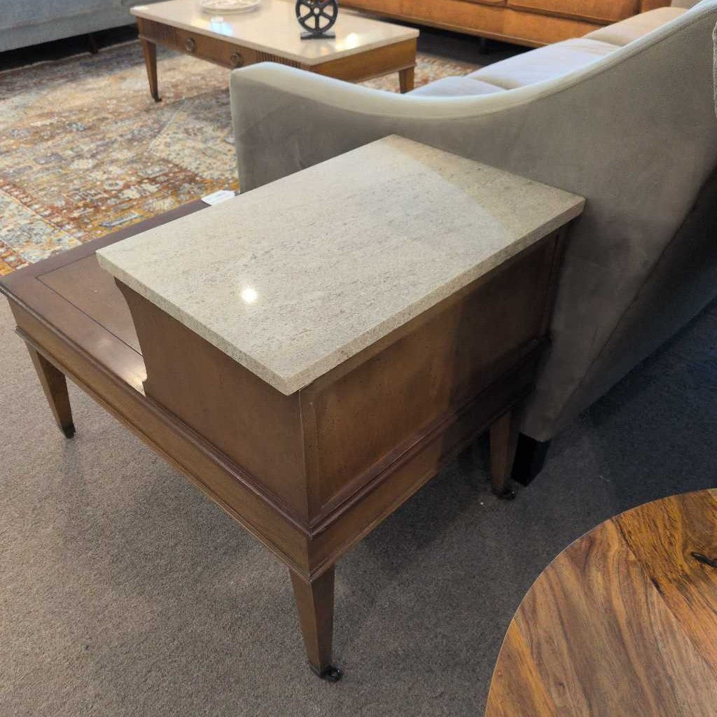 MCM Step Up End Table w/Marble Top