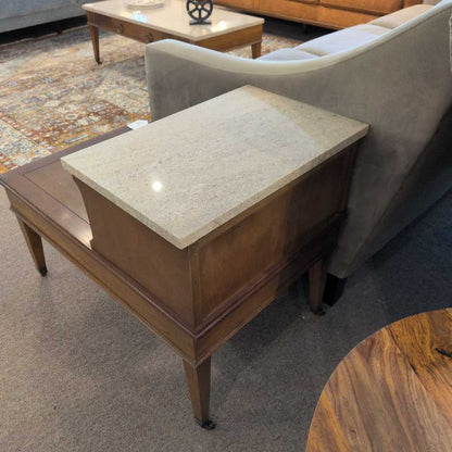 MCM Step Up End Table w/Marble Top
