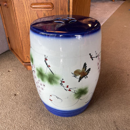 Blue with Flowers Asian Ceramic Seat/Stand