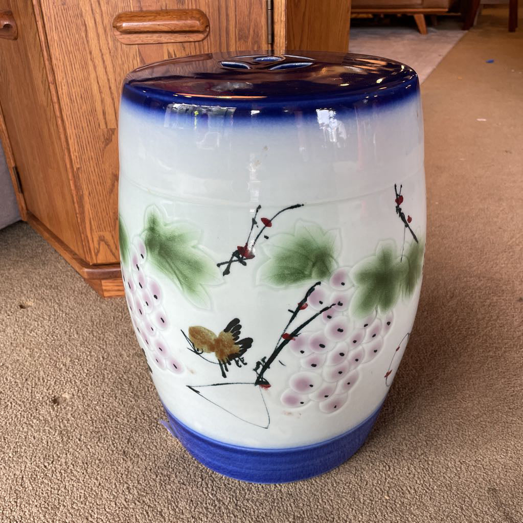 Blue with Flowers Asian Ceramic Seat/Stand