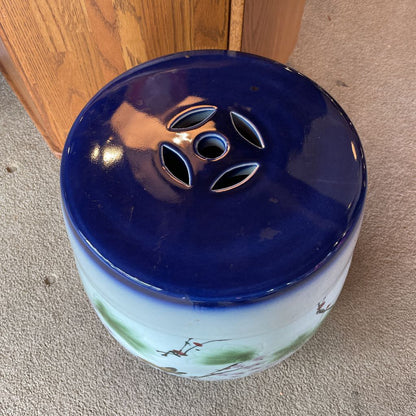 Blue with Flowers Asian Ceramic Seat/Stand