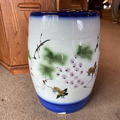 Blue with Flowers Asian Ceramic Seat/Stand