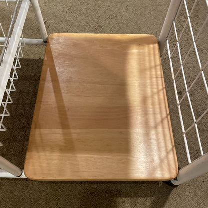 White Metal + Wood Rolling Cart