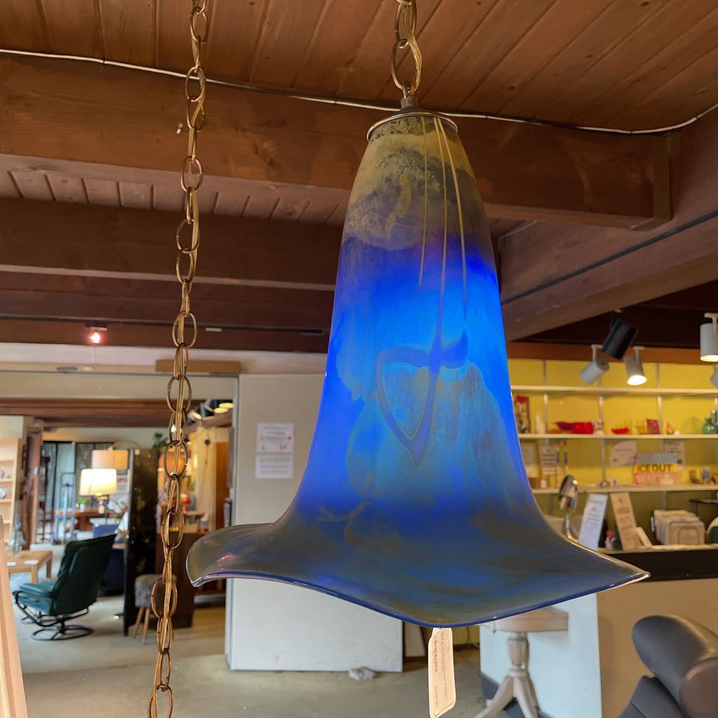 Blue & Green Handblown Wizard's Hat Swag Lamp