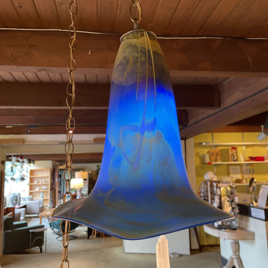 Blue & Green Handblown Wizard's Hat Swag Lamp