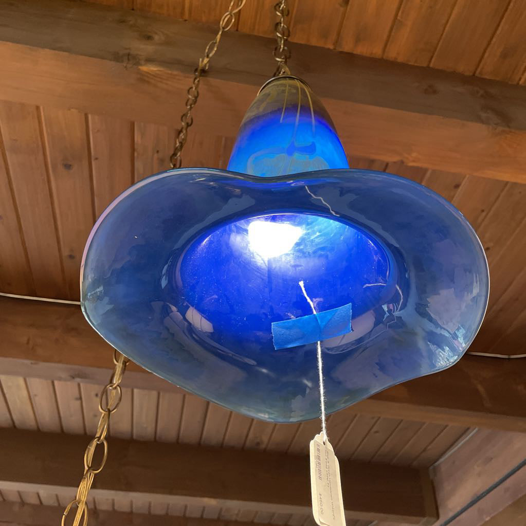 Blue & Green Handblown Wizard's Hat Swag Lamp