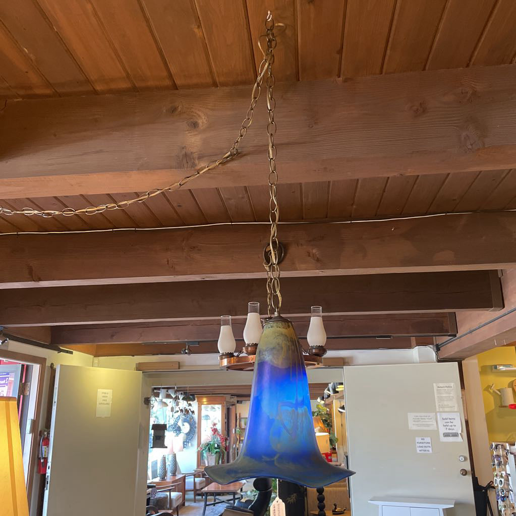 Blue & Green Handblown Wizard's Hat Swag Lamp