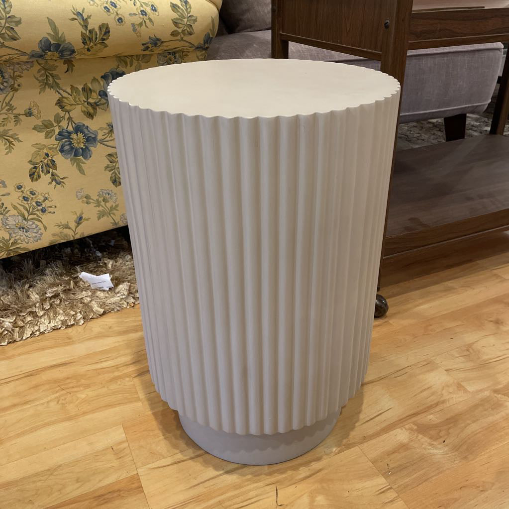 Grey Concrete Ribbed Round Side Table