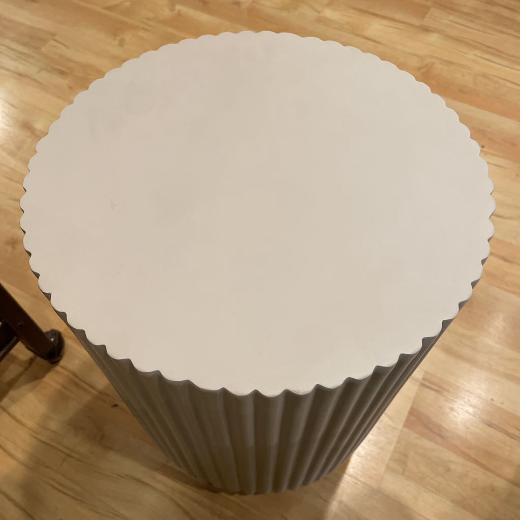 Grey Concrete Ribbed Round Side Table