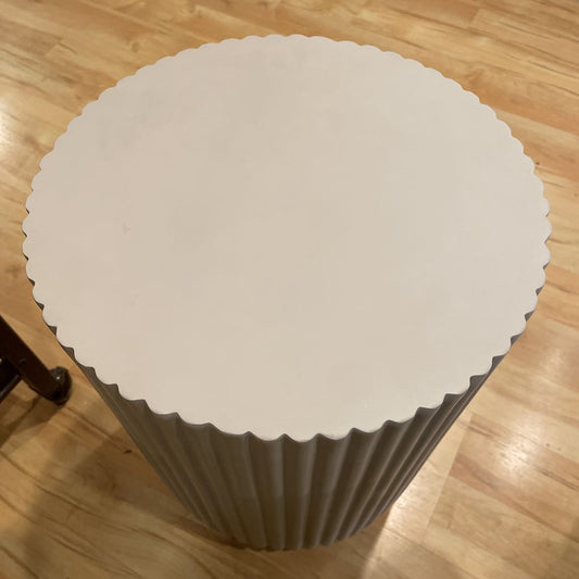 Grey Concrete Ribbed Round Side Table