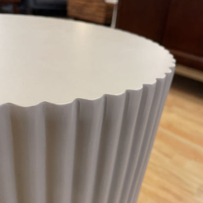 Grey Concrete Ribbed Round Side Table