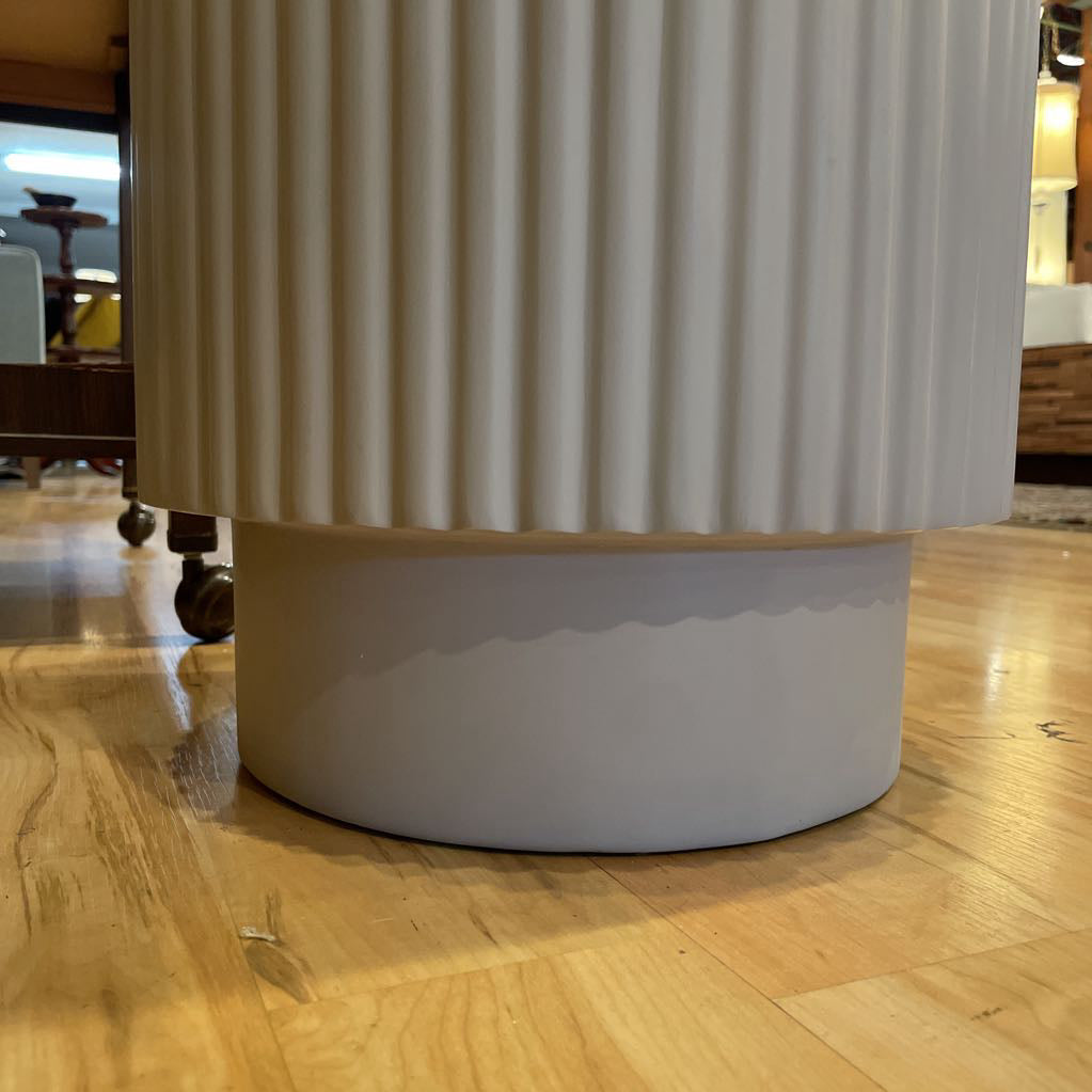 Grey Concrete Ribbed Round Side Table