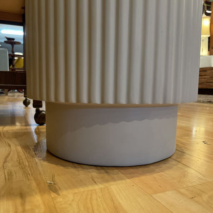 Grey Concrete Ribbed Round Side Table