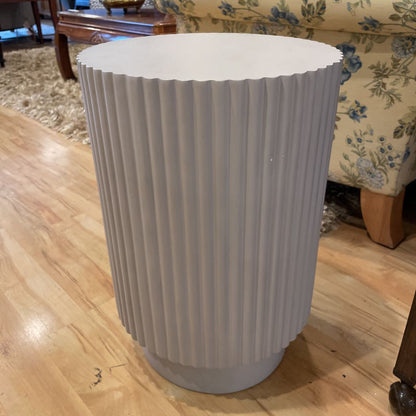 Grey Concrete Ribbed Round Side Table