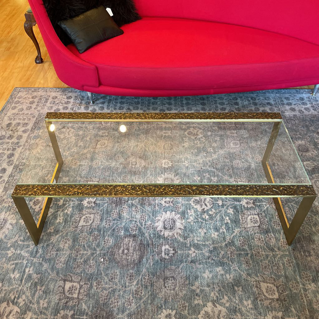 Baker Thomas Pheasant Pompeii Brass Cocktail Table