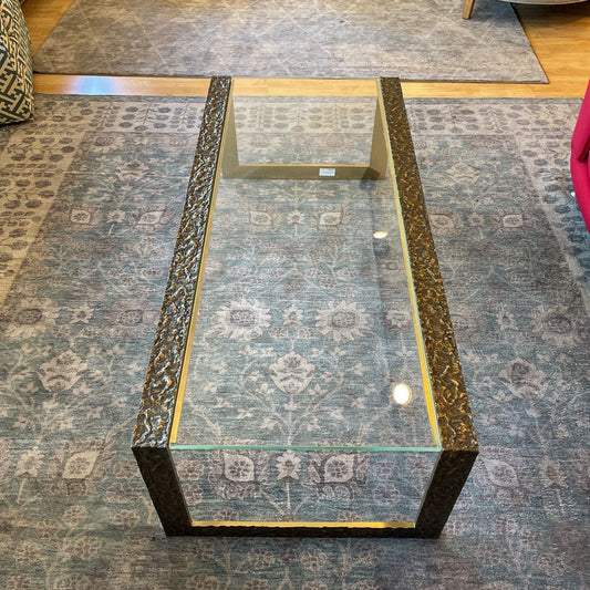 Baker Thomas Pheasant Pompeii Brass Cocktail Table