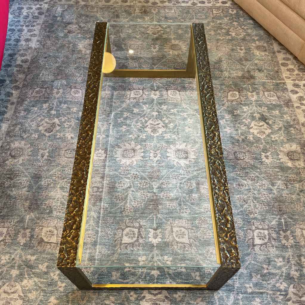 Baker Thomas Pheasant Pompeii Brass Cocktail Table