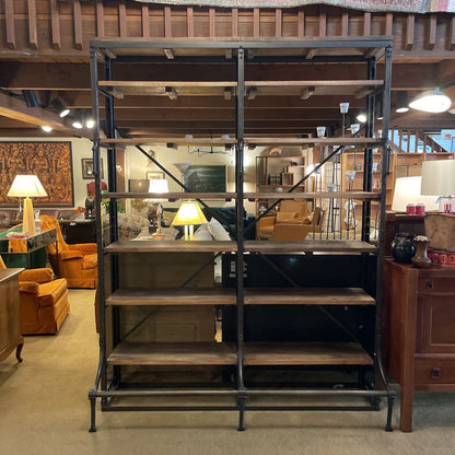 RH Iron Frame Double Wide Library Shelves