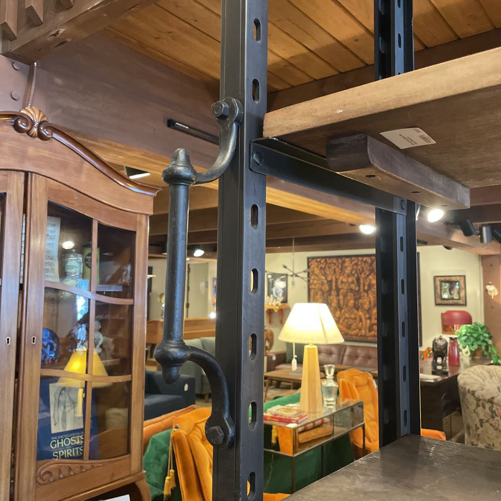 RH Iron Frame Double Wide Library Shelves