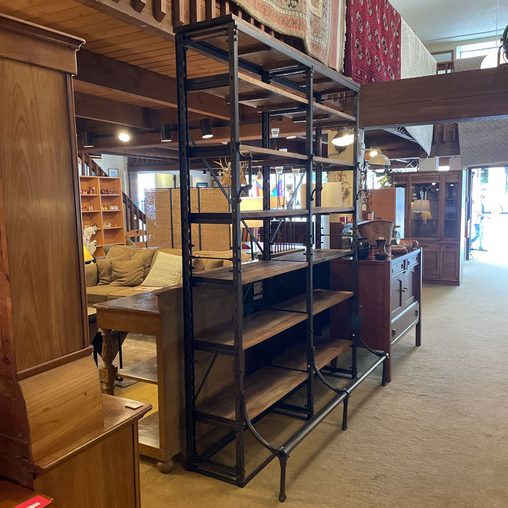 RH Iron Frame Double Wide Library Shelves