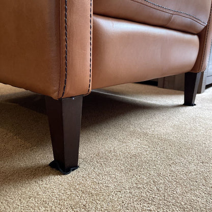 West Elm Caramel Leather w/ Black Stitching Manual Recliner Chair AS IS