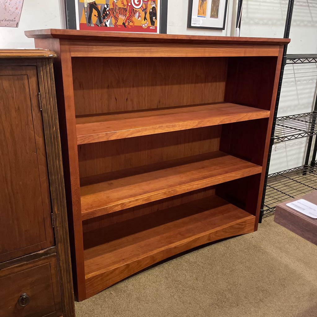 3 Tier Cherry Wood Mid Height Bookshelf