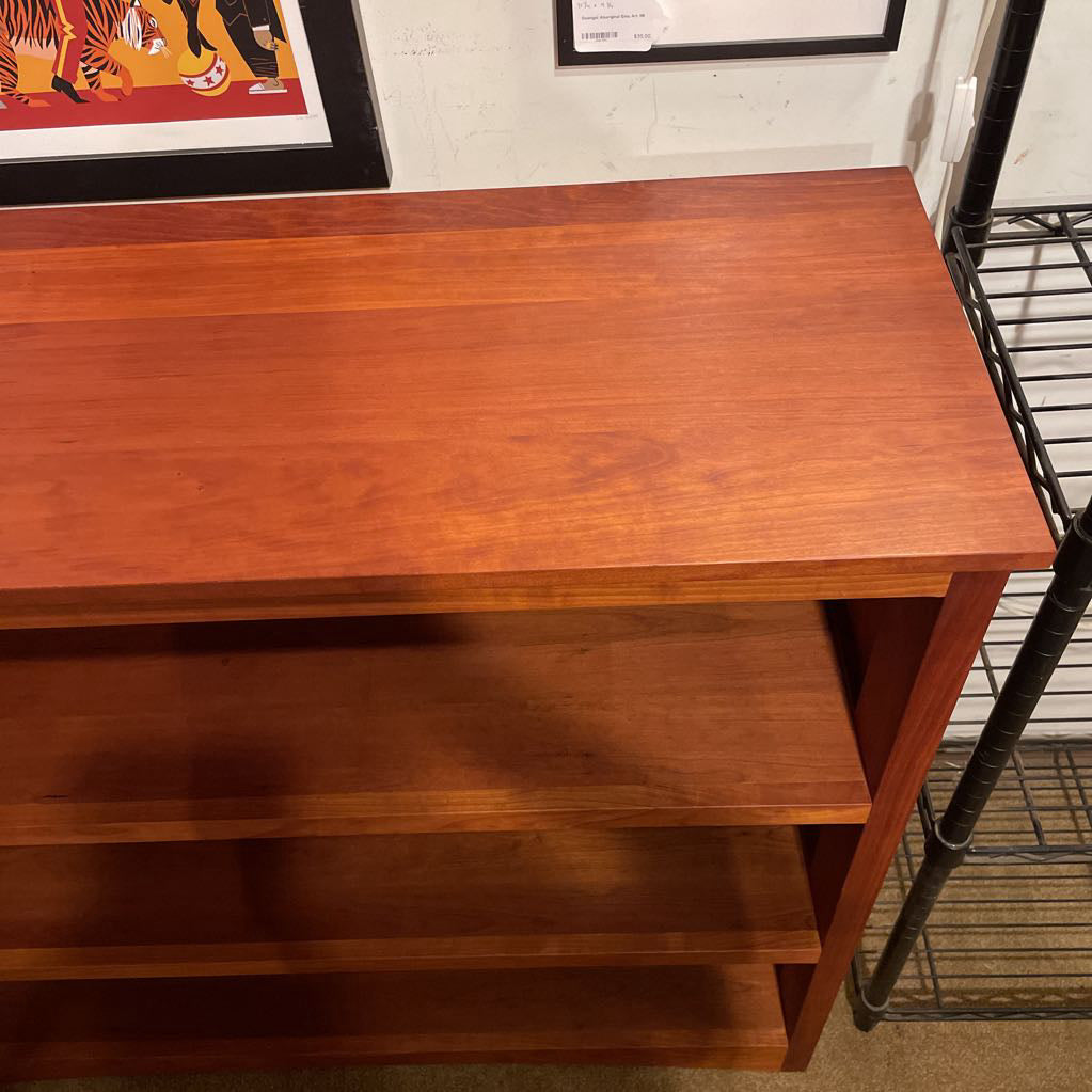 3 Tier Cherry Wood Mid Height Bookshelf