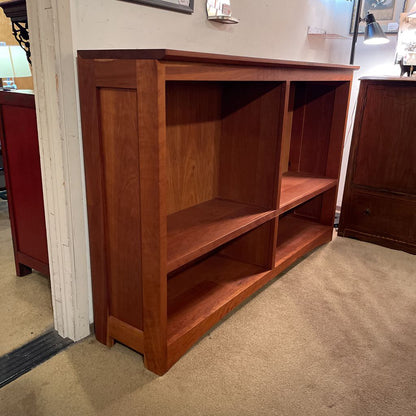 Double Wide 2 Tier Cherry Wood Mid Heigh Bookshelf w/ Extra Large Top Shelf