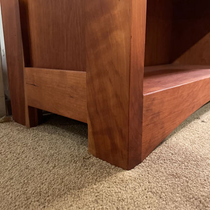Double Wide 2 Tier Cherry Wood Mid Heigh Bookshelf w/ Extra Large Top Shelf