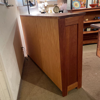 Double Wide 2 Tier Cherry Wood Mid Heigh Bookshelf w/ Extra Large Top Shelf