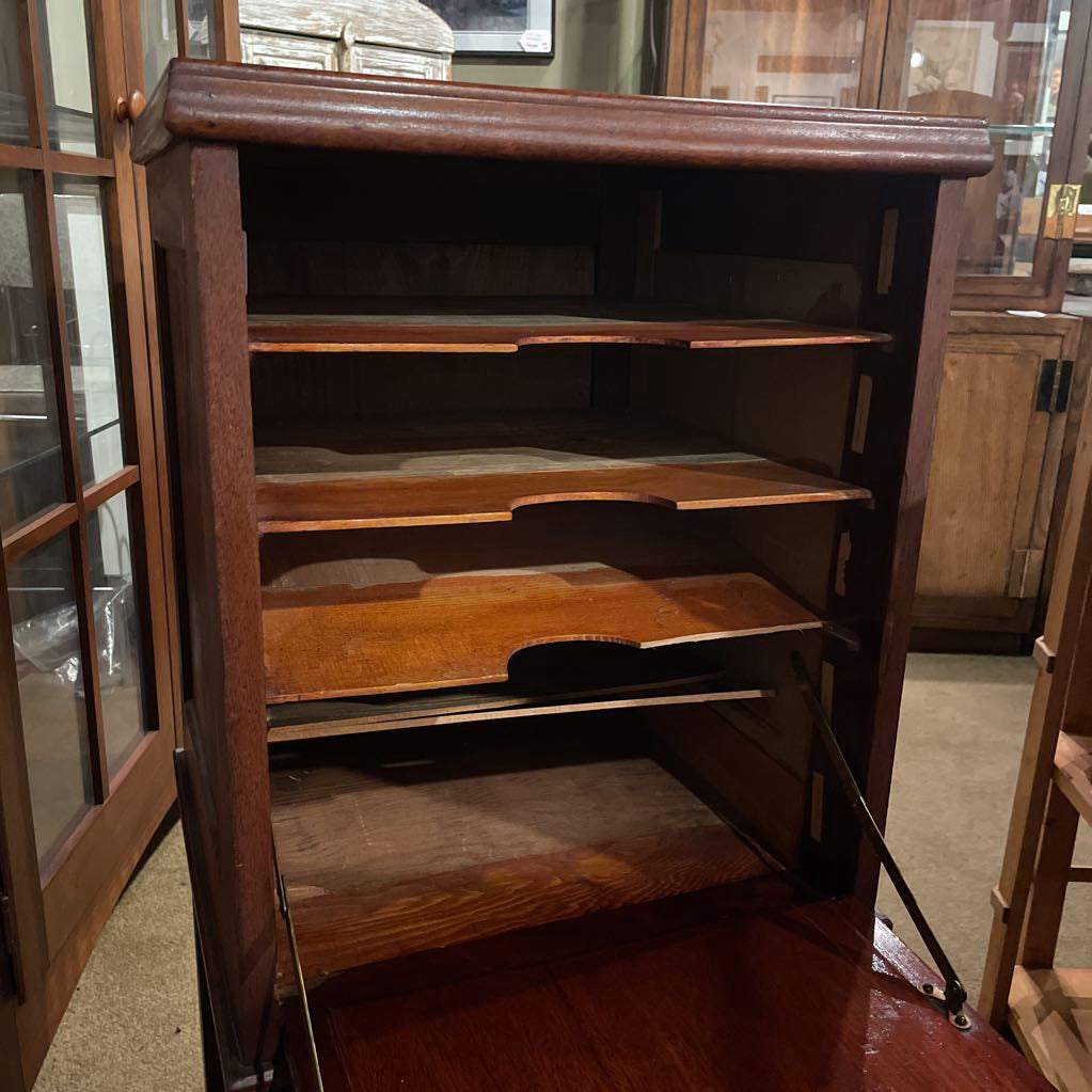 Curved Leg Wood Fold Out Sheet Music Cabinet