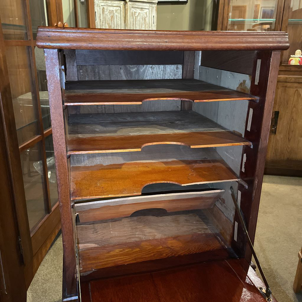 Curved Leg Wood Fold Out Sheet Music Cabinet