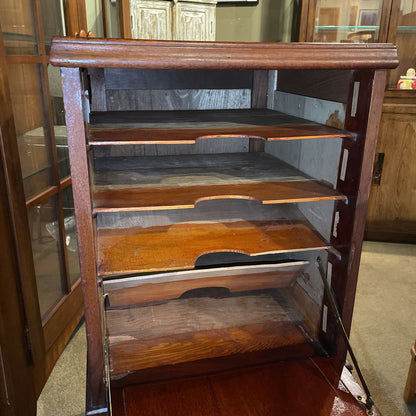 Curved Leg Wood Fold Out Sheet Music Cabinet