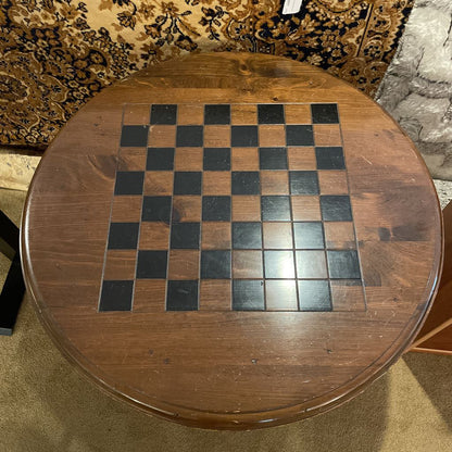 Checker Board Top Round Wooden Game Table