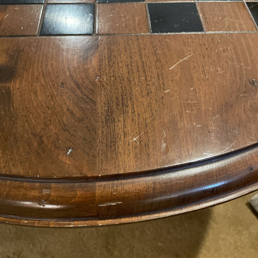 Checker Board Top Round Wooden Game Table