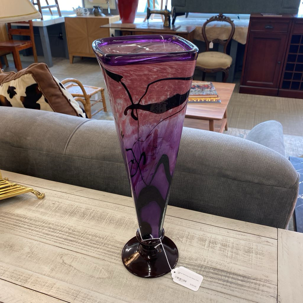 Signed Tall Funky Art Glass Vase UNIQUE FINDS