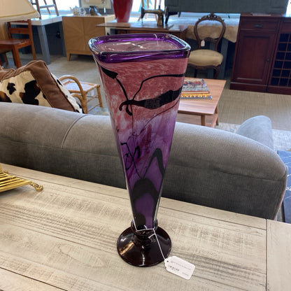 Signed Tall Funky Art Glass Vase UNIQUE FINDS