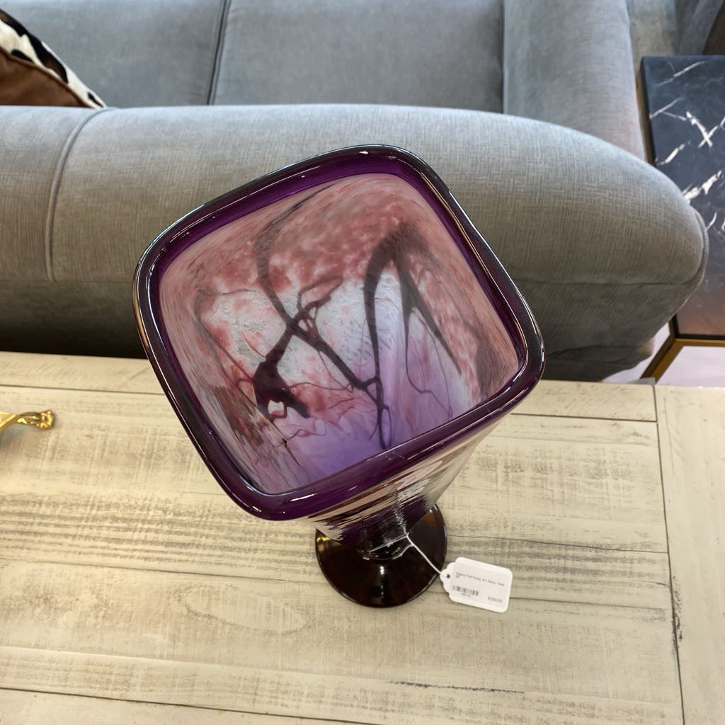 Signed Tall Funky Art Glass Vase UNIQUE FINDS