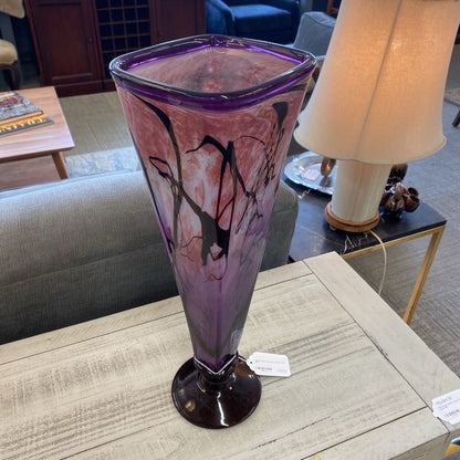 Signed Tall Funky Art Glass Vase UNIQUE FINDS