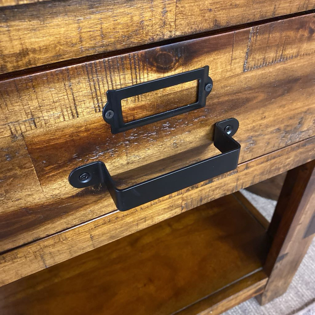 Large Rustic Wood Side Table w/Drawer C SIDE TABLES
