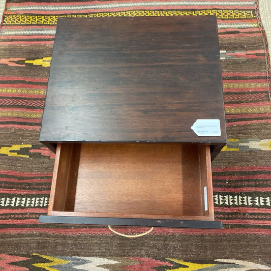 Dark Wood Side Table w/Leather Accents C SIDE TABLES