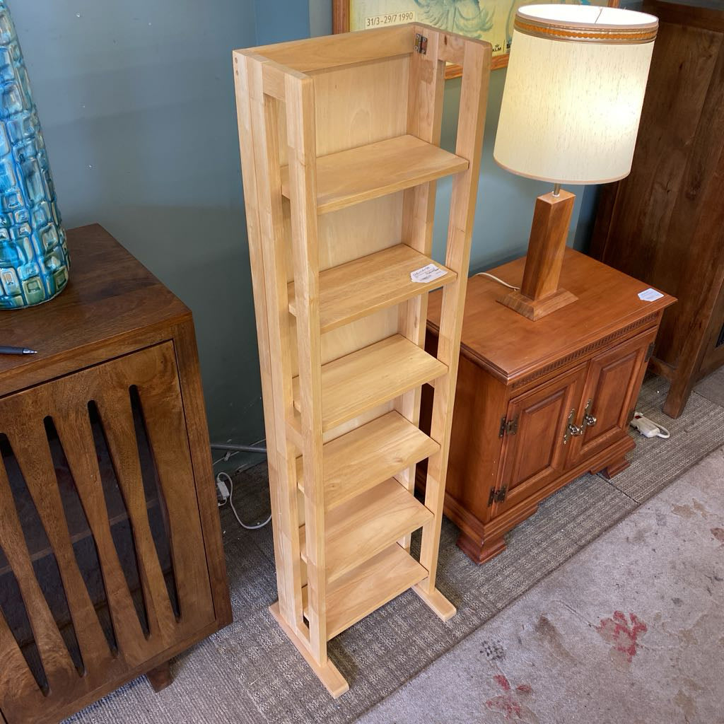Blonde Wood Folding Bookcase /Media Tower